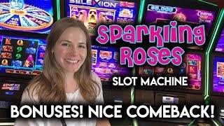 BONUSES! Awesome Comeback on Sparkling Roses Slot Machine!!