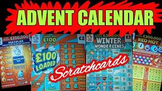 Scratchcards..ADVENT CALENDAR..REDHOT BINGO..WONDERLINES..£100 LOADED..£250.000 MULTIPLIER
