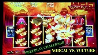 Lucky Pig! Huge Line Hit!!! Norcal Slot Guy freeplay challenge!