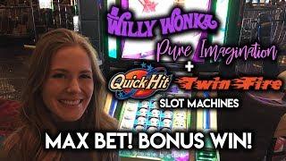 Quick Hit Jackpot Tower Bonus! Max Bet! Oompa Loompa Bonus Multiplier WIN!!