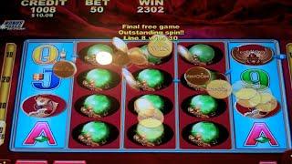 50 Dragons Deluxe Slot Machine Bonus - 6 Free Games with Wilds Added - HUGE WIN (#3)
