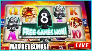 MAX BET BONUS RETRIGGERS! Mammoth Power Slot Machine Live Play at The Casino