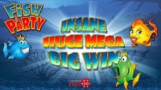 MUST SEE!!! INSANE HUGE MEGA BIG WIN ON FISH PARTY SLOT (MICROGAMING) - 1,50€ BET!