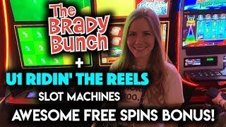 The Brady Bunch Respins + Riding the Reels Slot Machine GOLDEN Free Spins! NICE WIN!!