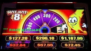 WMS - Hot Hot 8 slot machine (Jungle Wild ) First Attempt - Double or Nothing on a Max Bet