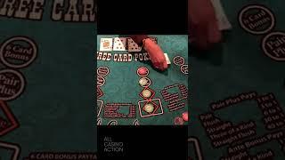 HUGE HAND! Trips With A 5 Card FULL HOUSE! 3 Card Poker! #shorts