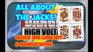 DANGER HIGH VOLTAGE (BIG TIME GAMING)  ALL ABOUT THE JACKS! BIG WIN LINE HIT &  QUICK BONUS TEASE