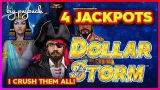 4 JACKPOTS on ALL Versions of Dollar Storm Slots!