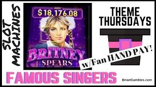 Cher, Britney & Elvis Slot Machines with Fan Hand Pay! •THEME THURSDAYS - Famous Singers•Vegas/SoCal
