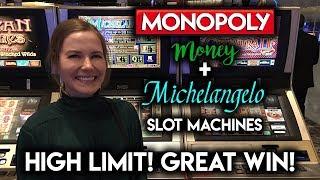 HIGH LIMIT Michaelangelo Slot Machine! GREAT Bonus Win!