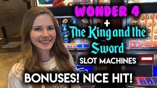 Wonder 4 Buffalo Gold BONUSES! Awesome Line Hit on The King and The Sword! Slot Machine!