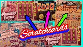 New Flamingo Scratchcards..Winter Wonderlines..2020..Full 500s.Bee Lucky..Treasure BINGO
