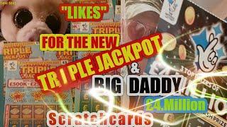 •£25,00 TRIPLE JACKPOT Scratchcard•& •£10 BIG DADDY £4.Million cards•all you do is give a 