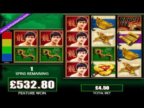 £922.20 SUPER BIG WIN (204 X STAKE) BRUCE LEE™  BIG WIN ONLINE SLOTS AT JACKPOT PARTY CASINO