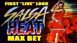 SALSA HEAT Slot - First "LIVE" Look -  MAX BET - Slot Machine Bonus