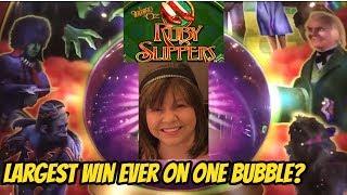 MY BIGGEST WIN ON ONE BUBBLE-WIZARD OF OZ-RUBY SLIPPERS