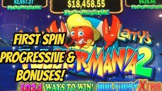 FIRST SPIN PROGRESSIVE WIN-LUCKY LARRY'S LOBSTERMANIA 2