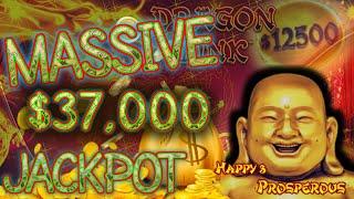 MASSIVE HANDPAY JACKPOT OVER $35K on HIGH LIMIT Dragon Link Happy Prosperous $250 Bonus Slot Machine