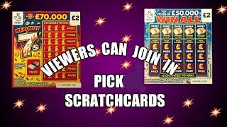SCRATCHCARDS "LIVE"...SCRATCHCARDS   ,..VIEWERS TO PICK THE CARDS...... mmmmmmMMM