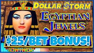 ⋆ Slots ⋆️HIGH LIMIT Dollar Storm Egyptian Jewels ⋆ Slots ⋆️$25 BONUS ROUND Slot Machine Casino