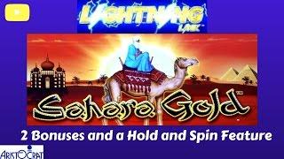 Aristocrat - Lightning Link ( Sahara Gold ) : 2 Bonuses and a Hold and Spin Feature