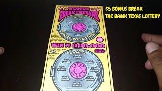 BONUS BREAK THE BANK $5 Texas lottery scratchcard