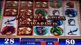 Dragon's Realm Slot Machine Bonus + Retrigger - 30 Free Games Win with All Wins Doubled