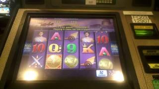 Slot machine bonus win on Centurion at Harrah's Casino.