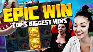 EPIC WINS! UNEXPECTED MULTIPLICATION IN THE SLOT RAZOR SHARK - TOP 5 BIGGEST WINS OF THE WEEK