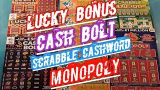 Scrabble...LUCKY BONUS..Cash Match..MONOPOLY..£100,000 Multiplier ..CAXH BOLT