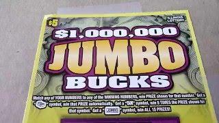 Winning! $5 Jumbo Bucks Instant Lottery Scratch Off Ticket