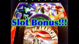 BIG WIN!! Wizard of Oz Slot Machine, Son of Anarchy Slot Machine - Bonus with Retrigger!
