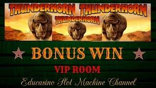 •THUNDERHORN•BONUS WINS•VIP ROOM 25c | BY BALLY