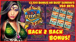 SKY RIDER Slot Machine ★ Slots ★️HIGH LIMIT Session with $50 SPINS & BACK TO BACK Bonus Rounds Casin