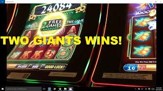 TWO GIANT SLOT MACHINE WINS  AT SAME TIME