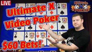 $60 Ultimate X Video Poker - 3 Hand Double Double Bonus Live from Las Vegas!
