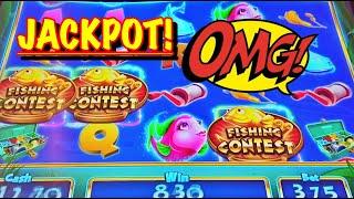 Catching a fish and a HANDPAY on Super Reel Em In Slot!