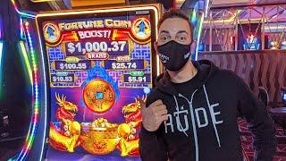 ★ Slots ★ LIVE FIRST LOOK ★ Slots ★ Fortune Coin BOOST Slot Machine ★ Slots ★ The D Las Vegas #ad