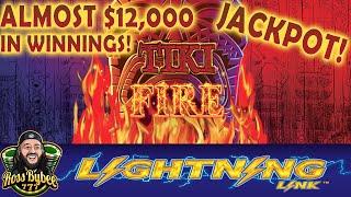 Almost $12,000 in BONUSES! Lightning Links Tiki Fire MULTIPLE JACKPOTS!! DOUBLE MINOR