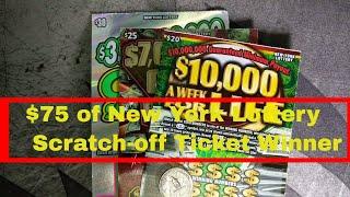 $75 of New York Lottery Scratch-off Ticket Winner