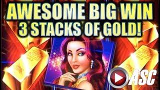 •AWESOME BIG WIN! 3 STACKS OF GOLD!• LOCK IT LINK $5.00 BET! (SG) Slot Machine Bonus