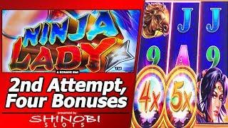 Ninja Lady Slot - 2nd Attempt, Four Free Spins Bonuses