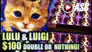 •$100 DOUBLE OR NOTHING!• LULU & LUIGI (KING OF REELS) IGT | Slot Machine Bonus