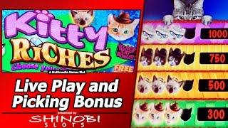 Kitty Riches Slot - Live Play and Picking Bonus