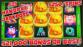 HIGH LIMIT UP TO $250 SPINS on Lock It Link Huff N' Puff (2) JACKPOT HANDPAYS ⋆ Slots ⋆Slot Machine 