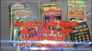 Live Stream - Scratching $165 Worth of MA, NJ and NY Lottery tickets