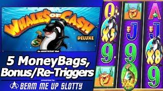 Whales of Cash Deluxe Slot - 5 MoneyBags, Re-Triggers, Super Free Games and more