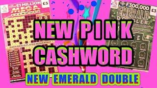 NEW "PINK"£1 MILLION CASHWORD SCRATCHCARD & NEW EMERALD DOUBLER