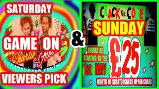 SCRATCHCARDS......PICK "EM"  GAME...and ALBER & CHARLIE  SING AND DANCE