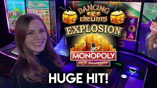 Dragons All The Way Across! Dancing Drums Slot Machine!! Monopoly Hot Properties BONUS!